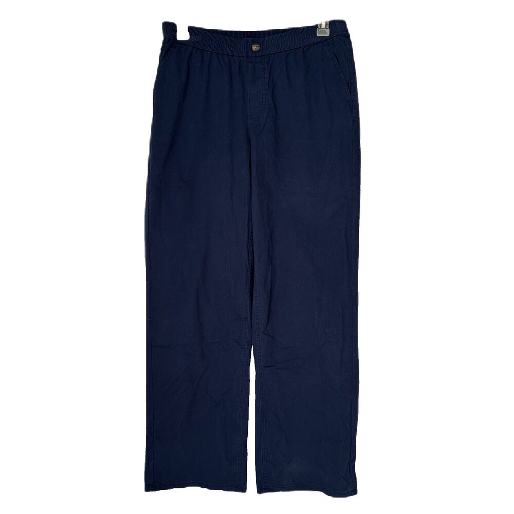D&Co Pants Women M/L Navy Pullon Straight Leg Pocket Comfy Cottage Casual Office